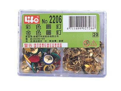 徠福 豪華型 彩色 + 金色 圖釘 / 盒 NO.2206【APP滿額下單10%點數(單一帳號最高1500點)】8/31止