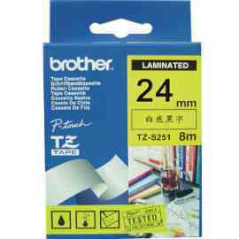 【兄弟】brother 24mm 超黏性TZ-S251護貝標籤帶〈白底黑字〉