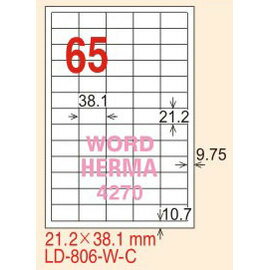【龍德】 LD-806(直角-可再貼) 雷射、噴墨、影印三用電腦標籤 21.2x38.1mm 20大張/包