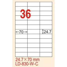【龍德】 LD-830(直角-白色) 雷射、噴墨、影印三用電腦標籤 24.7x70mm 20大張/包