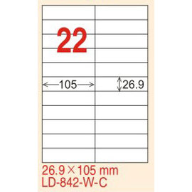 【龍德】 LD-842(直角-可再貼) 雷射、噴墨、影印三用電腦標籤 26.9x105mm 20大張/包 0