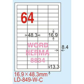 【龍德】LD-849(直角-白色) 雷射、噴墨、影印三用電腦標籤 16.9x48.3mm 20大張/包