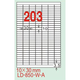 【龍德】LD-850(直角-可再貼) 雷射、噴墨、影印三用電腦標籤 10x30mm 105大張/包