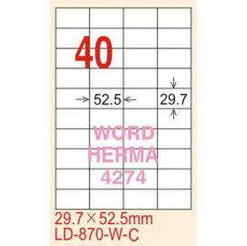 【龍德】LD-870(直角-可再貼) 雷射、噴墨、影印三用電腦標籤 29.7x52.5mm 20大張/包