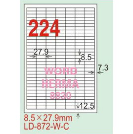 【龍德】LD-872(直角-可再貼) 雷射、噴墨、影印三用電腦標籤 8.5x27.9mm 20大張/包