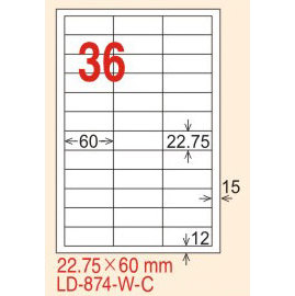【龍德】LD-874(直角-白色) 雷射、噴墨、影印三用電腦標籤 22.75x60mm 20大張/包