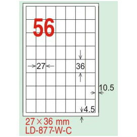 【龍德】LD-877(直角-五色) 雷射、噴墨、影印三用電腦標籤 27x36mm 20大張/包