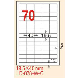 【龍德】LD-878(直角-可再貼) 雷射、噴墨、影印三用電腦標籤 19.5x40mm 20大張/包
