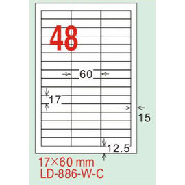 【龍德】LD-886(直角-五色) 雷射、噴墨、影印三用電腦標籤 17x60mm 20大張/包