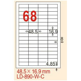 【龍德】LD-890(直角-五色) 雷射、噴墨、影印三用電腦標籤 48.5x16.9mm 20大張/包