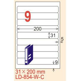 【龍德】LD-854(圓角) 平光防水高解析噴墨標籤 31x200mm 20大張/包