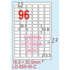 【龍德】LD-859(圓角) 平光防水高解析噴墨標籤 16.9x30.5mm 20大張/包