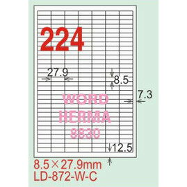 【龍德】LD-872(直角) 平光防水高解析噴墨標籤 8.5x27.9mm 20大張/包