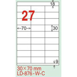 【龍德】LD-876(直角) 平光防水高解析噴墨標籤 30x70mm 20大張/包