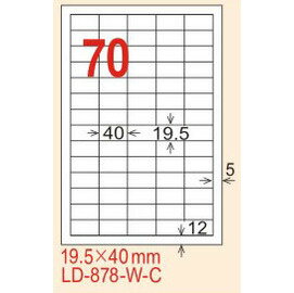 【龍德】LD-878(直角) 平光防水高解析噴墨標籤 19.5x40mm 20大張/包