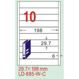 【龍德】LD-885(直角) 平光防水高解析噴墨標籤 29.7x198mm 20大張/包