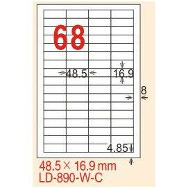 【龍德】LD-890(直角) 平光防水高解析噴墨標籤 48.5x16.9mm 20大張/包