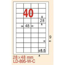 【龍德】LD-895(直角) 平光防水高解析噴墨標籤 28x48mm 20大張/包