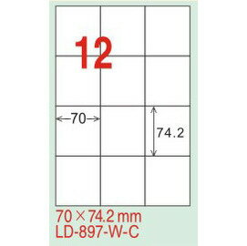 【龍德】LD-897(直角) 平光防水高解析噴墨標籤 70x74.2mm 20大張/包