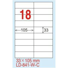 【龍德】LD-841-HG-C (直角) 亮面防水相片噴墨標籤 33x105mm 20大張/包