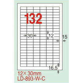 【龍德】LD-893-HG-C (直角) 亮面防水相片噴墨標籤 12x30mm 20大張/包
