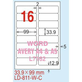 【龍德】LD-811-TI-C (圓角) 透明三用標籤(可列印) 33.9x99mm 20大張/包