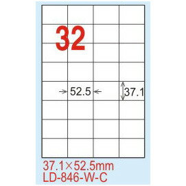 【龍德】LD-846-TI-C (直角) 透明三用標籤(可列印) 37.1x52.5mm 20大張/包
