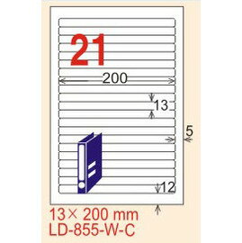 【龍德】LD-855-TI-C (圓角) 透明三用標籤(可列印) 13x200mm 20大張/包