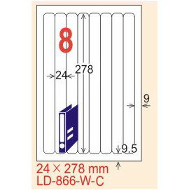 【龍德】LD-866-TI-C (圓角) 透明三用標籤(可列印) 24x278mm 20大張/包