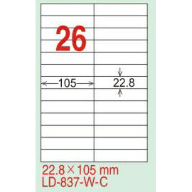 【龍德】LD-837(直角) 雷射、影印專用標籤-金/銀色 22.8x105mm 15大張/包