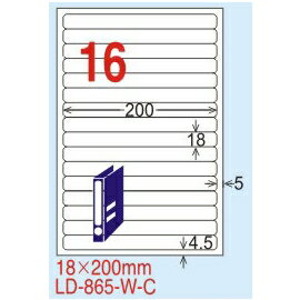 【龍德】LD-865(圓角) 雷射、影印專用標籤-金/銀色 18x200mm 15大張/包