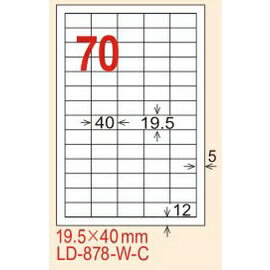【龍德】LD-878(直角) 雷射、影印專用標籤-金/銀色 19.5x40mm 15大張/包