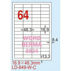【龍德】LD-849(直角) 雷射、影印專用標籤-螢光五色 16.9x48.3mm 20大張/包