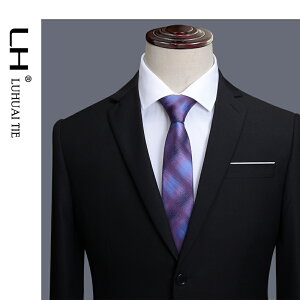 LH亮紫色領帶男韓版學生潮流時尚結婚正裝商務職業男士手打6.5cm