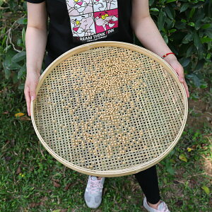 竹編篩子晾曬圓簸箕有孔瀝水裝飾竹匾農家大號竹筲箕手工竹製品