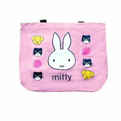 asdfkitty*米飛兔大容量帆布側背袋 肩背袋 環保購物袋 粉紅色大臉款-日本正版商品