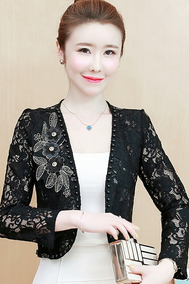 開衫女薄款短袖夏季百搭吊帶配裙子外搭蕾絲空調披肩旗袍長袖外套