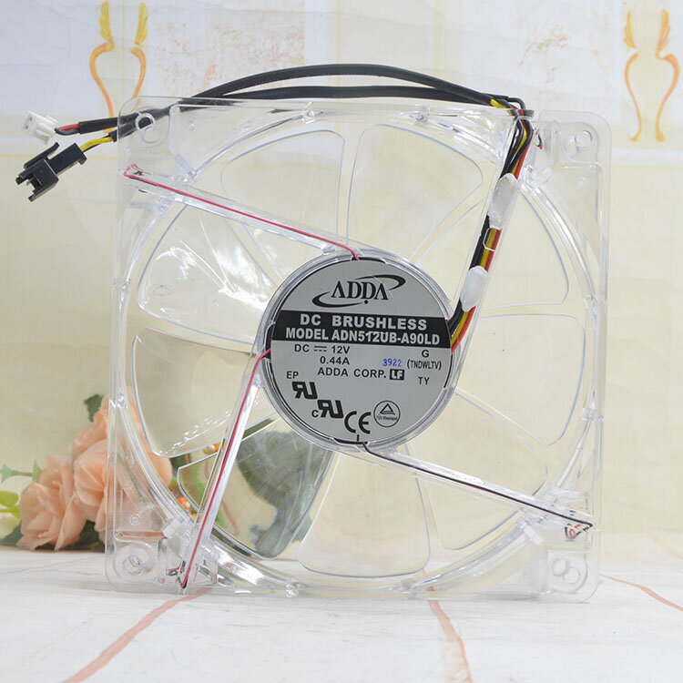 ADDA 13525 12V0.44A 透明 LED 13cm電源散熱風扇 ADN512UB-A90LD