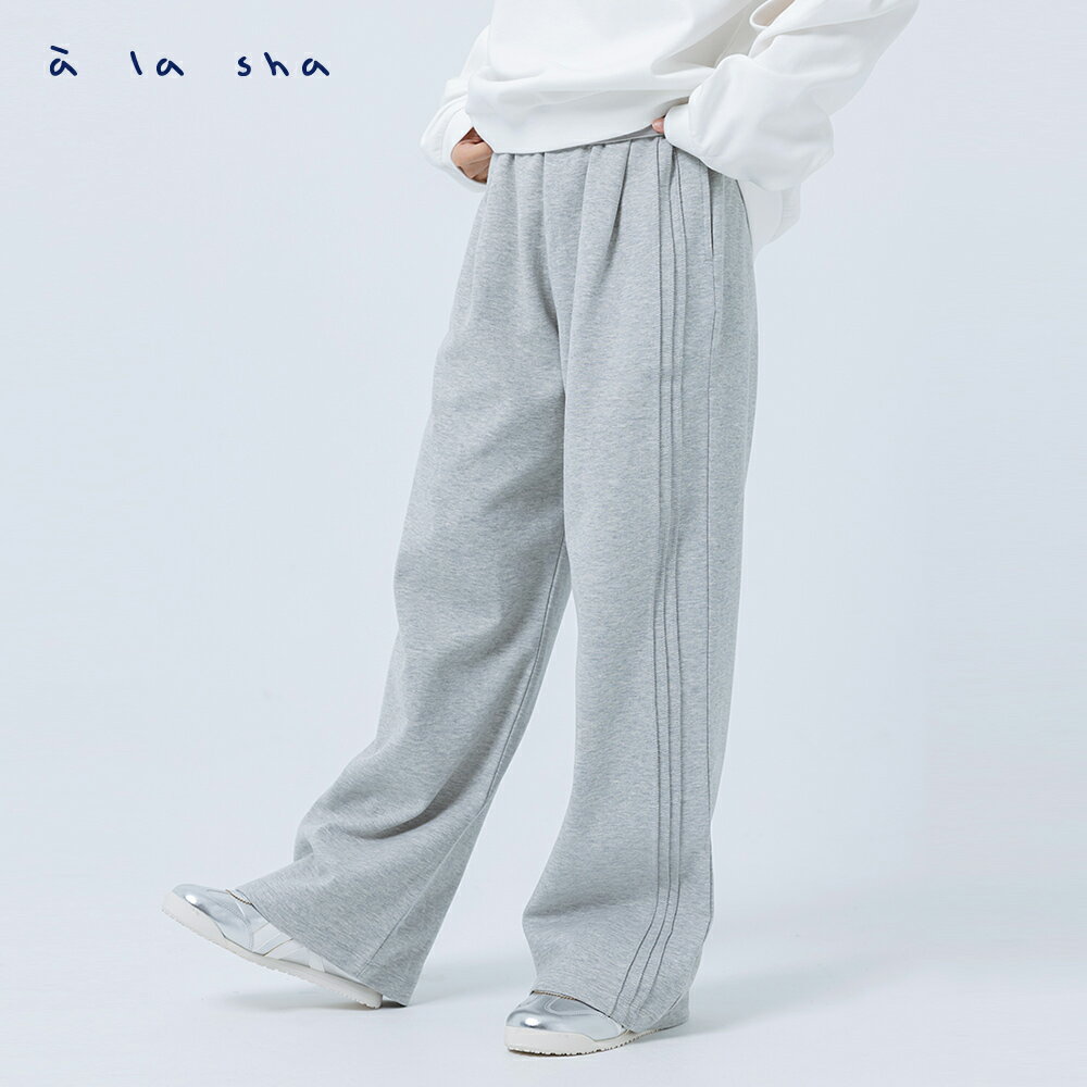 a la sha 斜壓邊車線阿財繡花寬褲