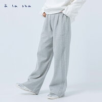 a la sha 斜壓邊車線阿財繡花寬褲 a la sha 斜壓邊車線阿財繡花寬褲