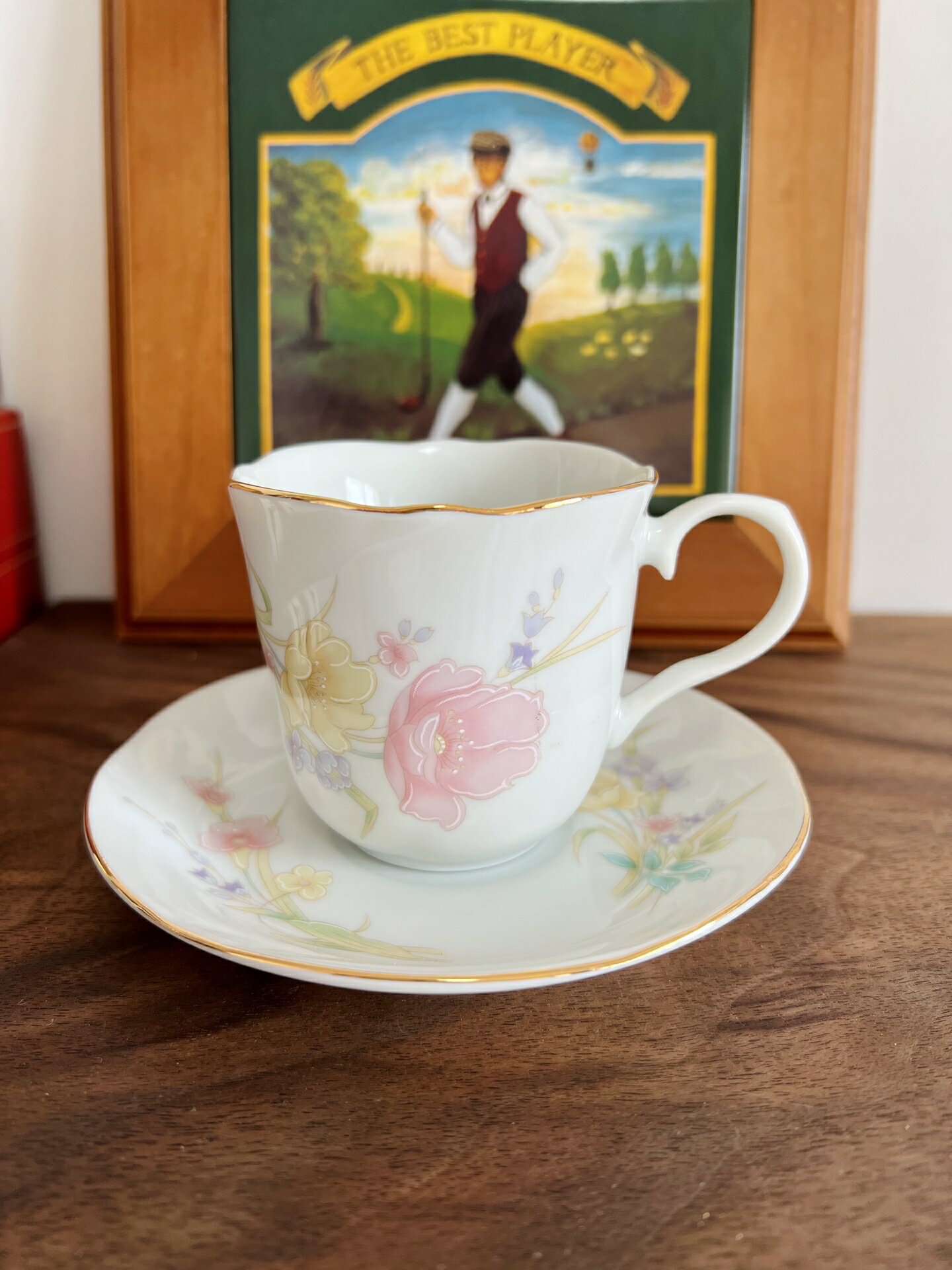 全新日本中古復古花卉陶瓷咖啡杯碟vintage
