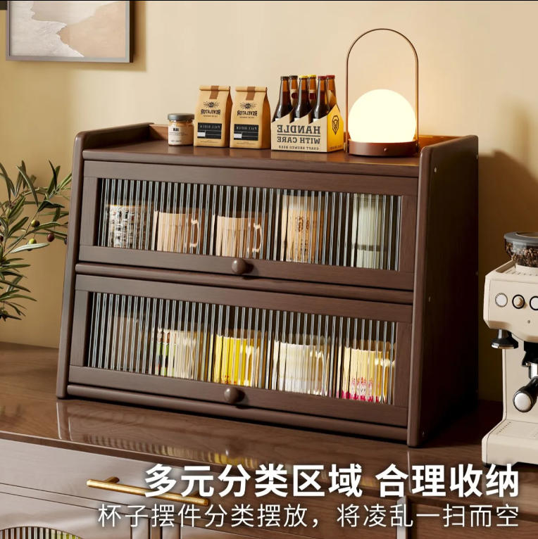 復古楠竹茶具防塵收納櫃