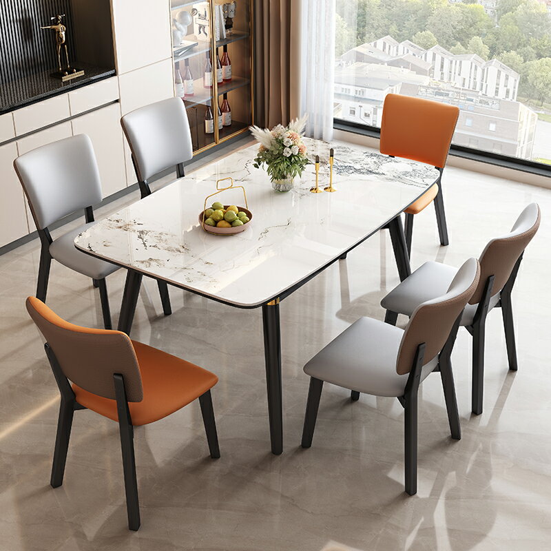 餐桌 小戶型 家用 現代簡約 伸縮折疊 圓形餐桌 實木 飯桌椅組合