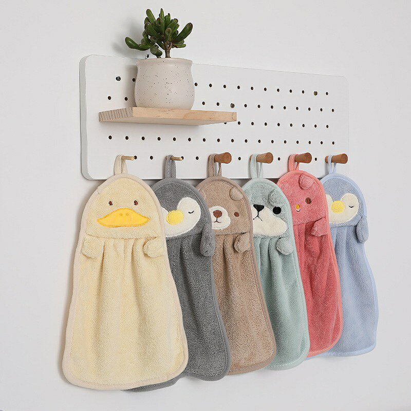 限時特價 掛式卡通擦手巾 可愛動物擦手巾 超強吸水擦手巾 珊瑚絨擦手巾 動物擦手巾 廚房擦手巾 浴室擦手巾 3