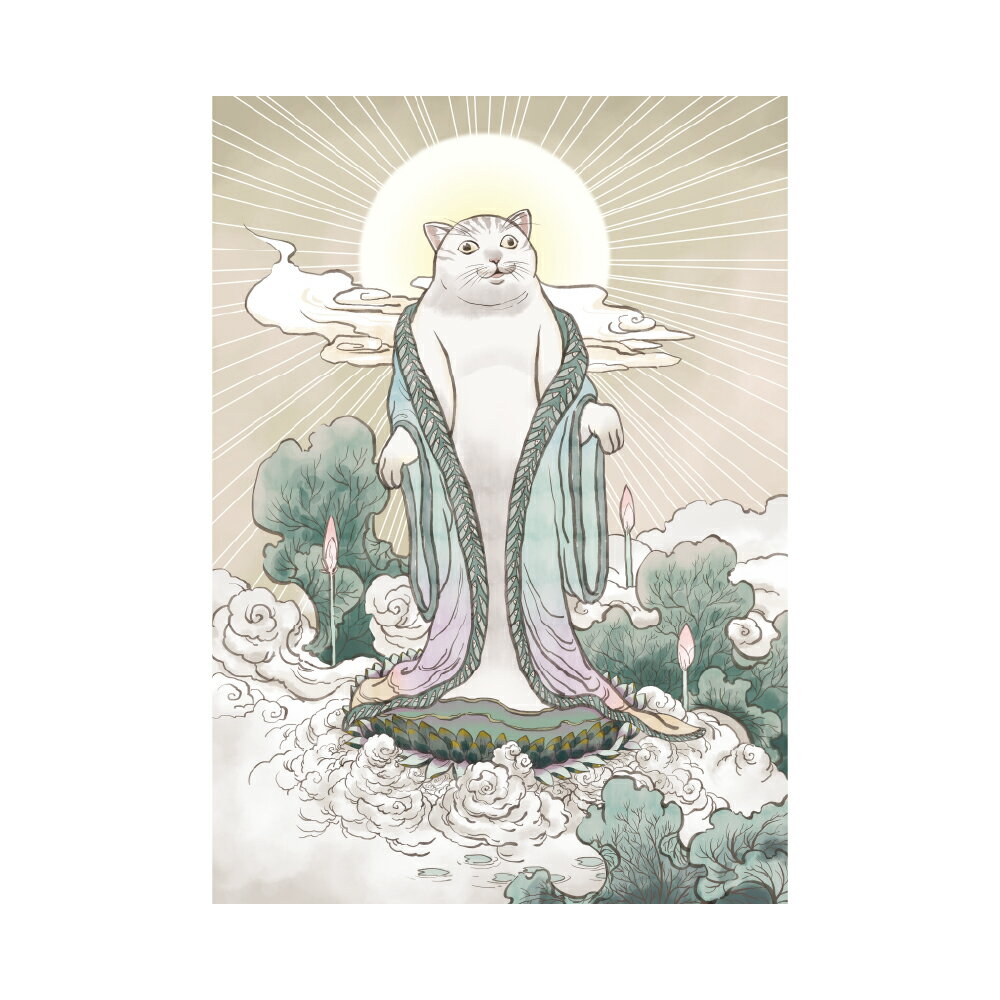 《mur貓上蓮台》迷因藝術海報【直送日本】