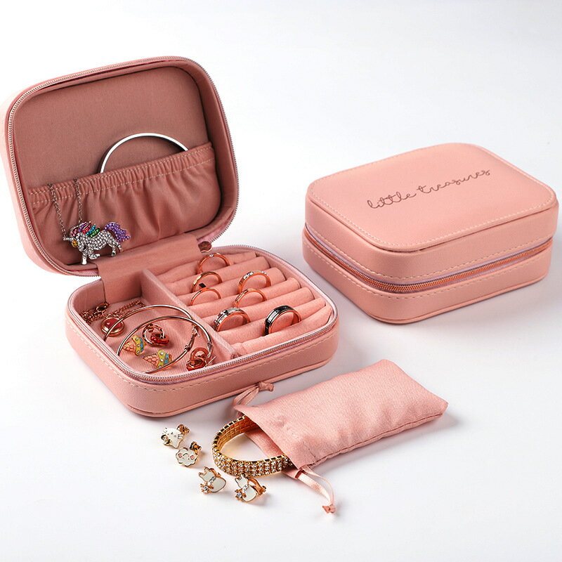 新款創意pu首飾盒便攜耳環戒指珠寶皮革飾品收納盒