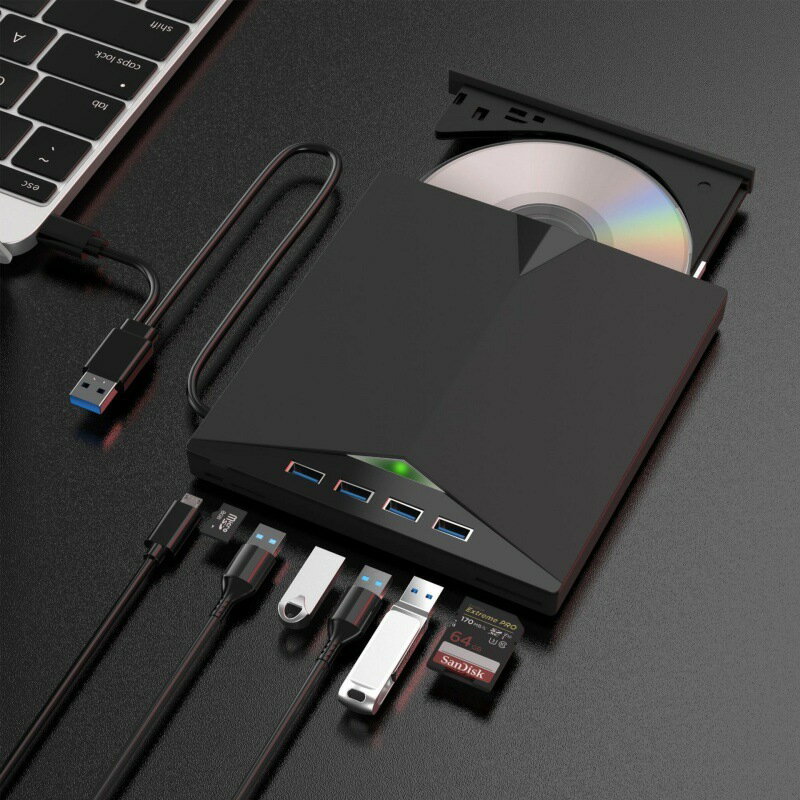 七合一USB3.0外接DVD刻錄機TYPE-C多功能CD光碟驅動器擴展式光碟機【宜家良品百貨】