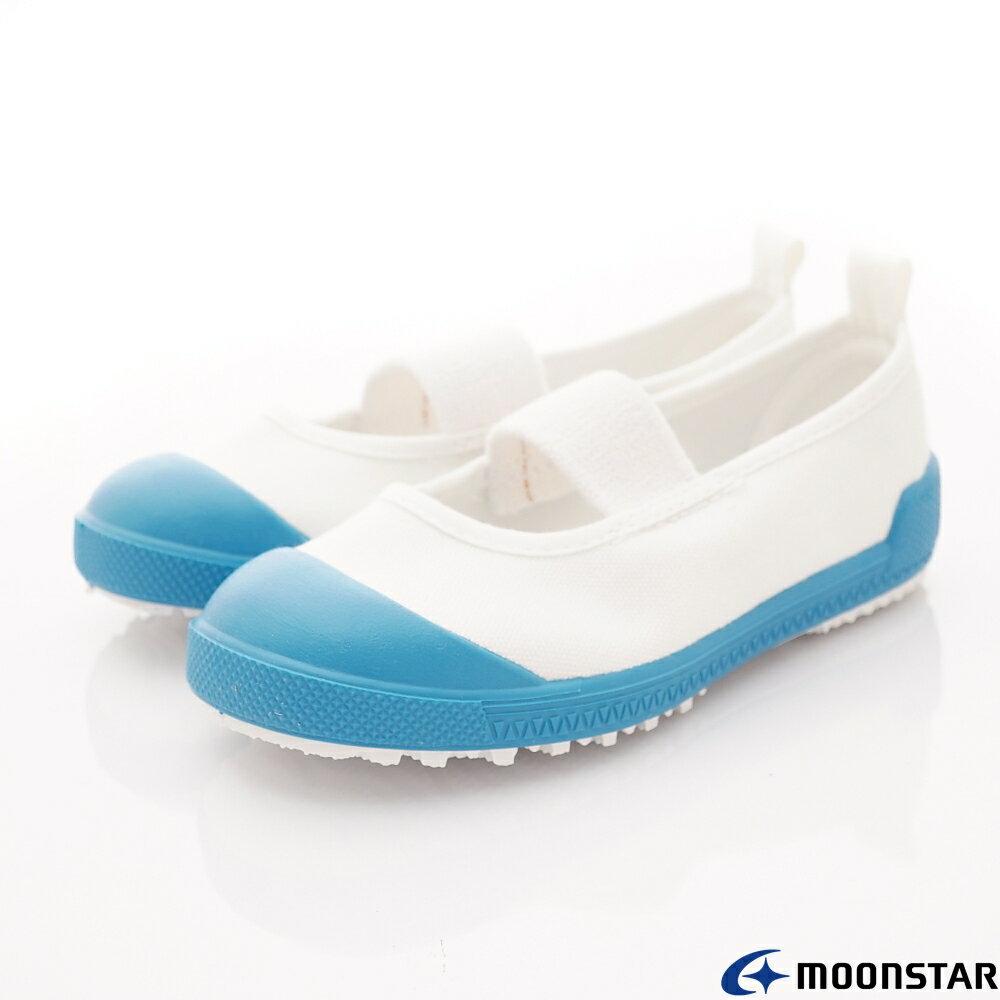 日本月星Moonstar機能童鞋-抗菌防臭鐵氟龍室內鞋TF0538藍(中小童段)