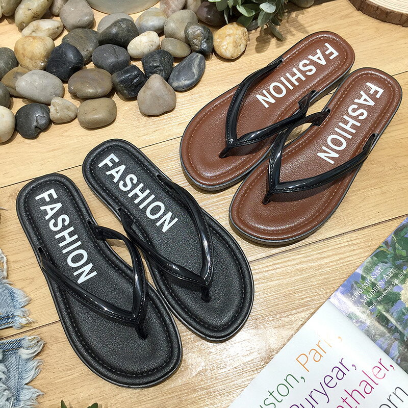時尚韓版卡通防滑人字拖女士外穿學生沙灘鞋網紅海邊平底夾腳拖鞋