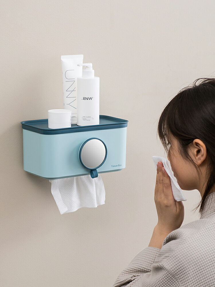 多功能免打孔壁掛抽取式放洗臉巾紙巾盒浴室廁所衛生間防水抽紙架